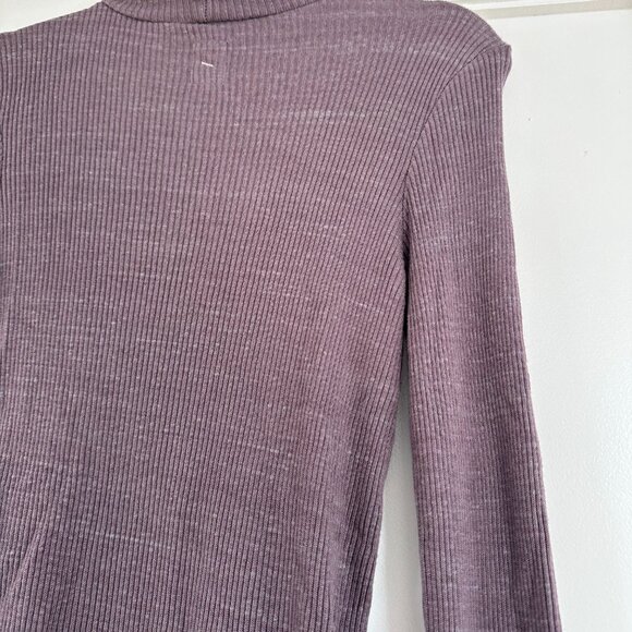 NSF Lani Long-Sleeve Rib Knit Top Slim-Fit Turtleneck Pullover Size Small Purple - Picture 7 of 7